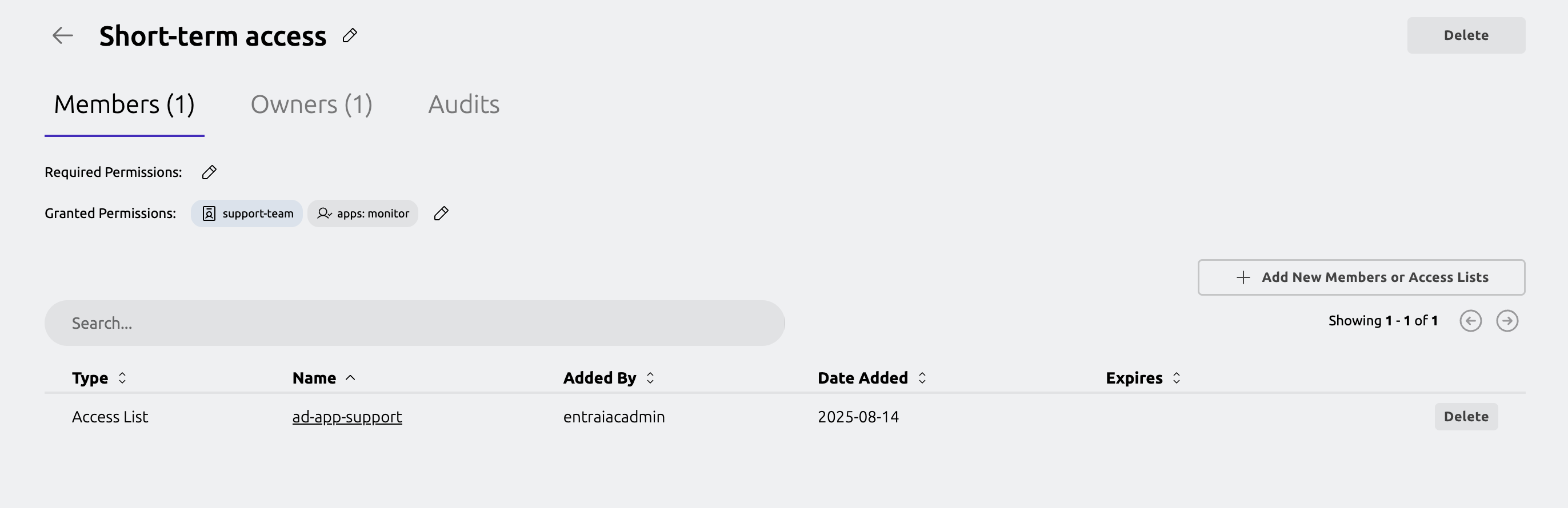 Teleport short term access list